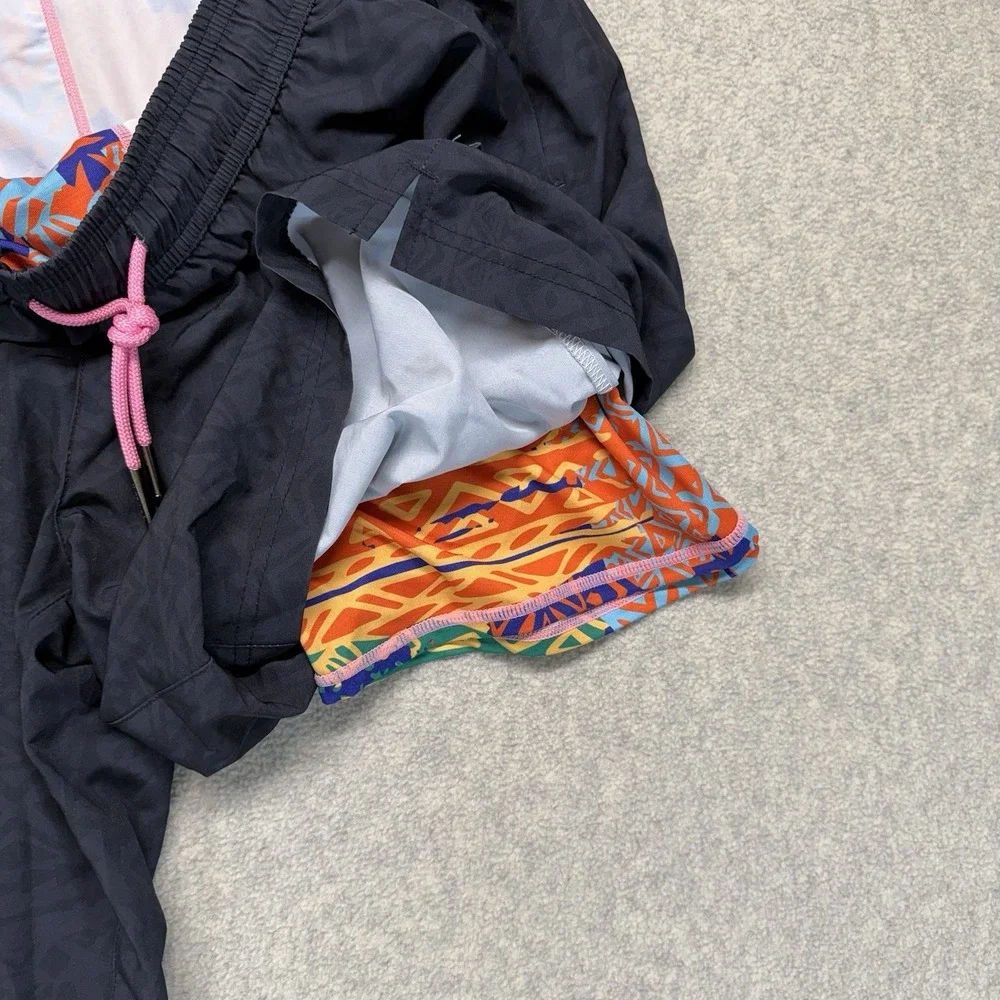 Maamgic‎ Mens Swim Trunks Lot of 2 XXL Lined Black Print Gray Camo Shorts
